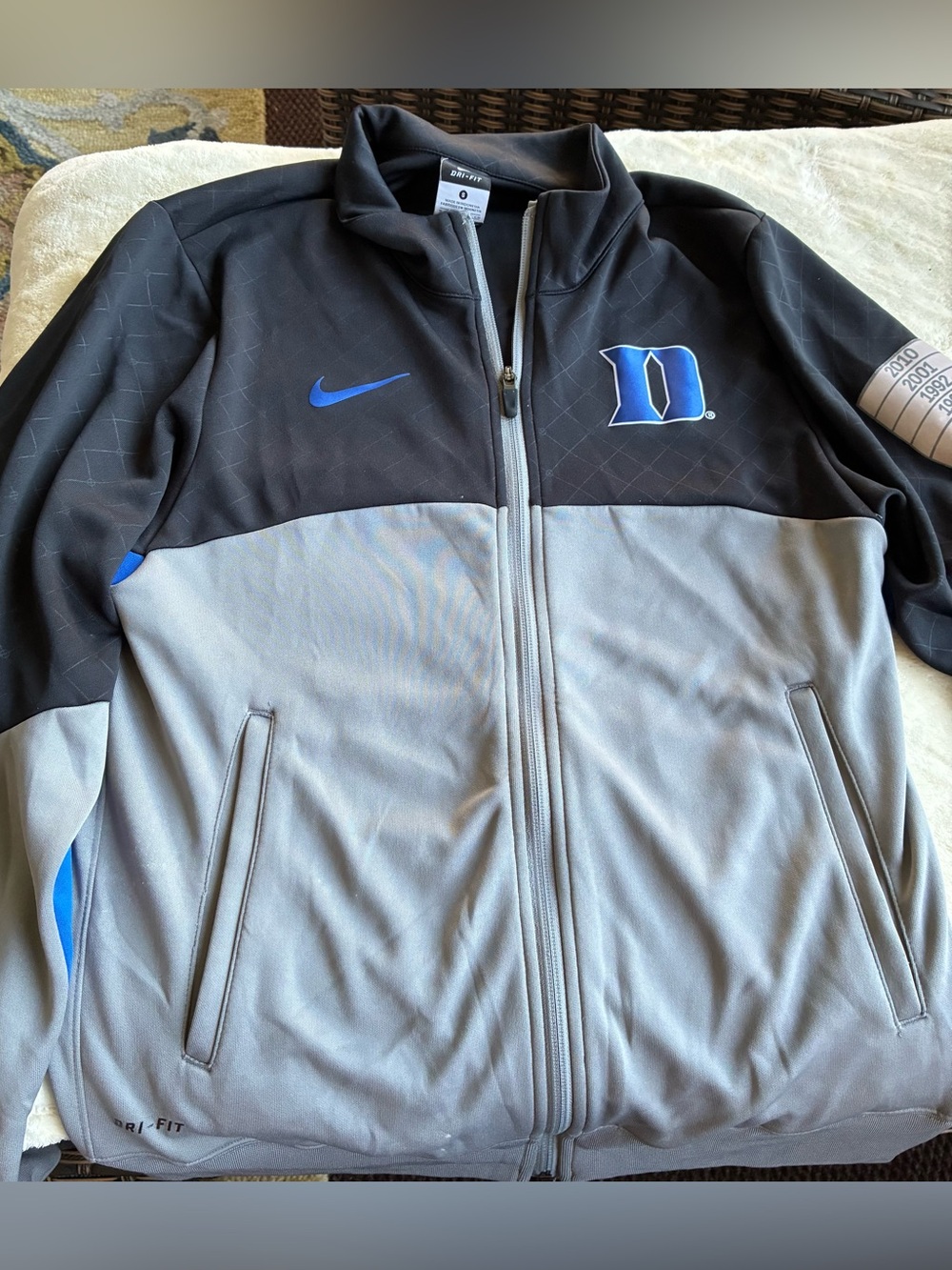 Nike Duke Blue Devils DRI-FIT Jacket Black/Gray Full Zip Size Small